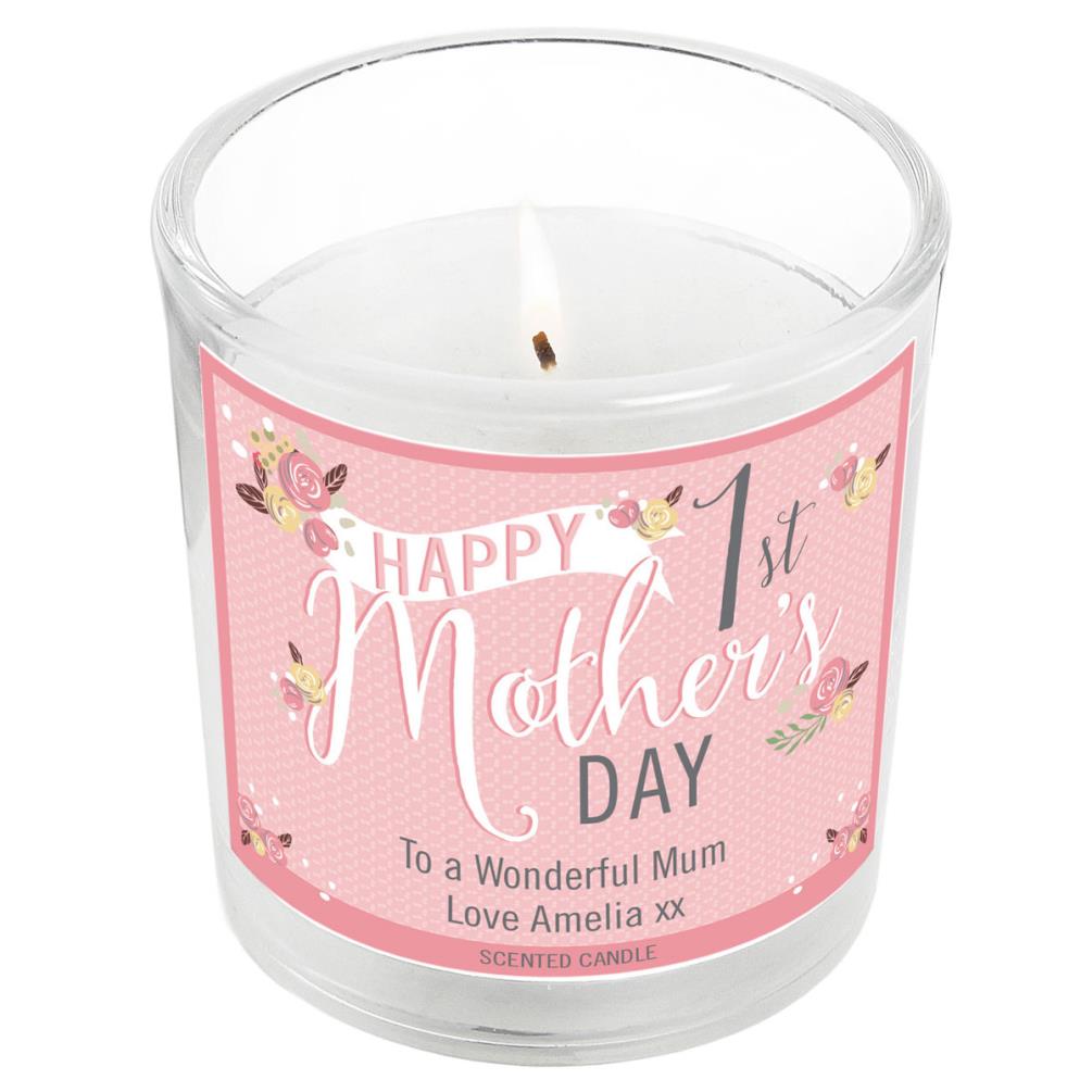 Personalised Floral Bouquet 1st Mothers Day Scented Jar Candle £8.99